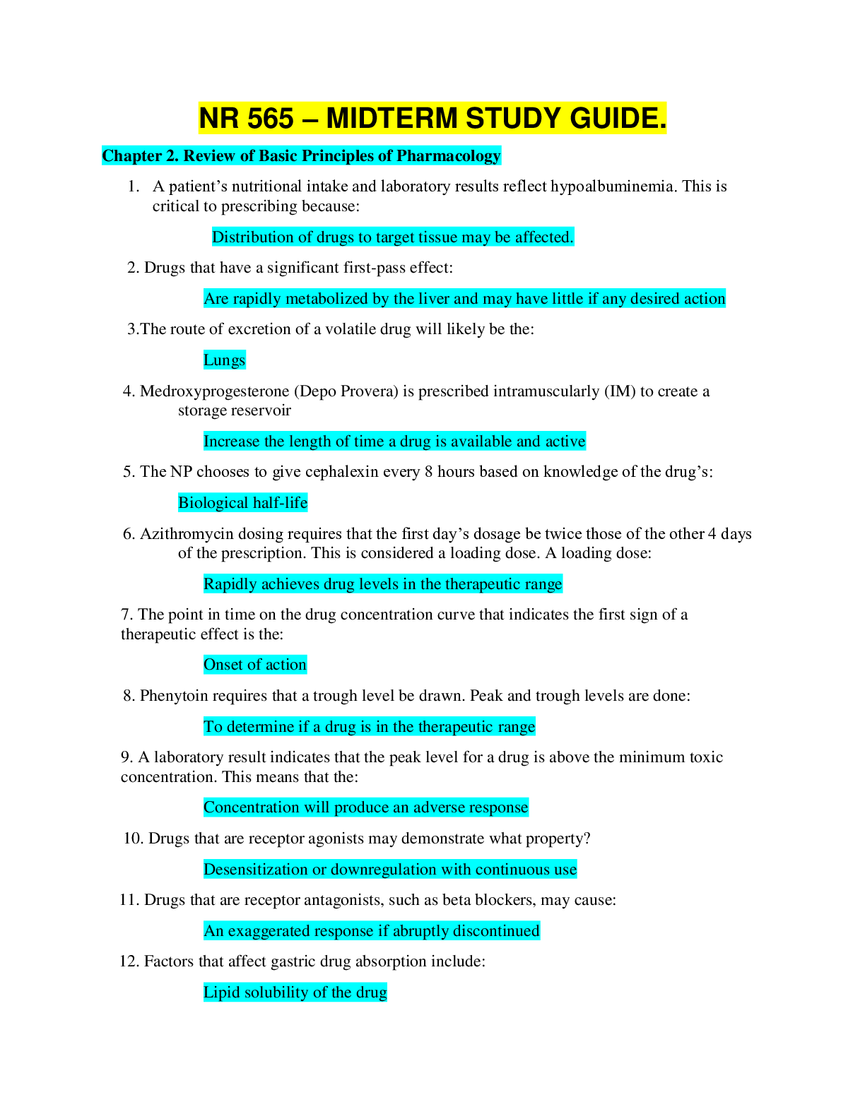 Preview image for NR 565 – MIDTERM STUDY GUIDE.